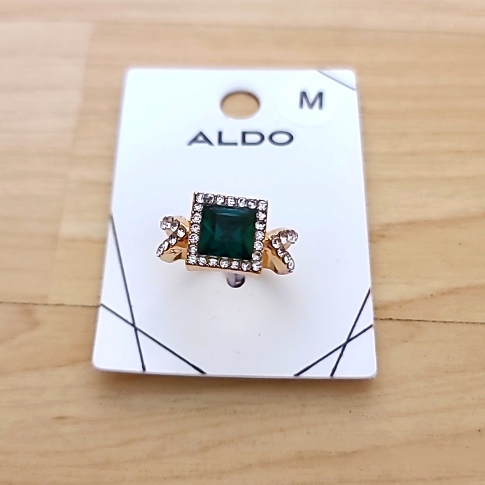 Aldo Jewlery Gold Ring Green Stone Size M